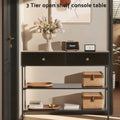 Artiss Console Table 3-Tier Black Storage Display