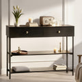 Artiss Console Table 3-Tier Black Storage Display