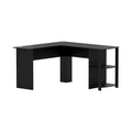Artiss L-Shape Computer Desk 136cm Black with Shelf