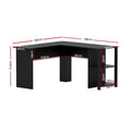 Artiss L-Shape Computer Desk 136cm Black with Shelf