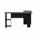 Artiss L-Shape Computer Desk 136cm Black with Shelf