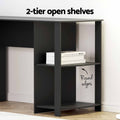 Artiss L-Shape Computer Desk 136cm Black with Shelf