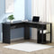 Artiss L-Shape Computer Desk 136cm Black with Shelf