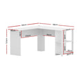 Artiss L-Shape Computer Desk 136cm White with Shelf