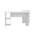 Artiss L-Shape Computer Desk 136cm White with Shelf