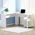 Artiss L-Shape Computer Desk 136cm White with Shelf