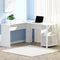 Artiss L-Shape Computer Desk 136cm White with Shelf