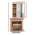 Artiss Dressing Table Stool Sliding Mirror Oak Demi