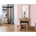 Artiss Dressing Table Stool Sliding Mirror Oak Demi