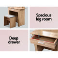 Artiss Dressing Table Stool Sliding Mirror Oak Demi