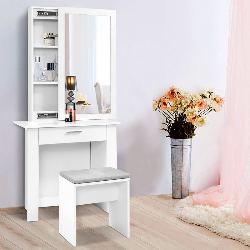 Artiss Dressing Table Stool Set Sliding Mirror White