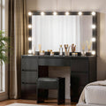 Artiss Dressing Table Vanity Desk with Stool 12 LED Bulbs Black