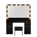 Artiss Dressing Table Vanity Desk with Stool 12 LED Bulbs Black