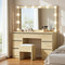 Artiss Dressing Table Vanity Desk 12 LED Bulbs Wood Stool
