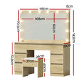 Artiss Dressing Table Vanity Desk 12 LED Bulbs Wood Stool