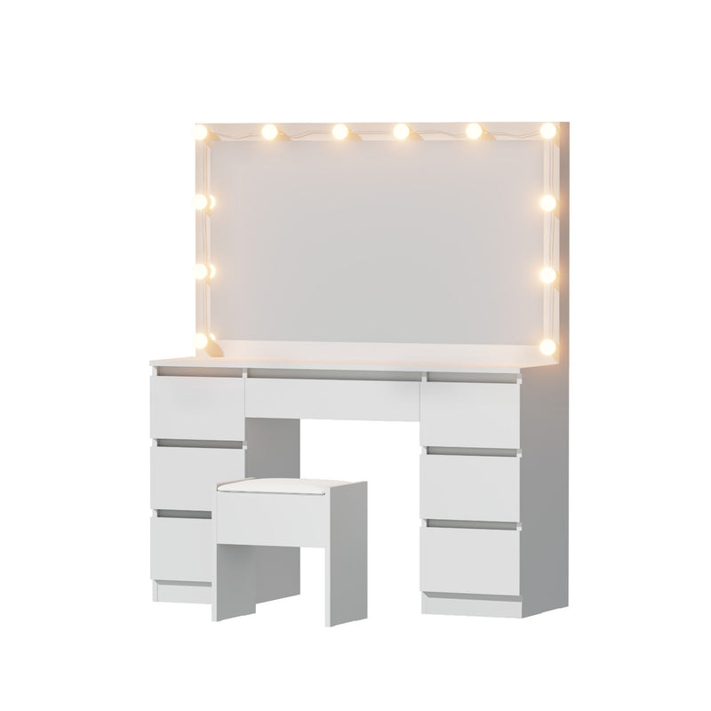 Artiss Dressing Table Vanity Desk with Stool 12 LED Bulbs White