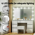 Artiss Dressing Table Vanity Desk with Stool 12 LED Bulbs White