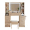 Artiss Dressing Table Vanity Desk Set Stool LED Charging Station Wood