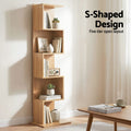 Artiss 5 Tiers Bookshelf S-shaped Bookcase Oak