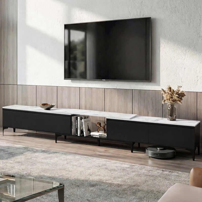 Artiss TV Cabinet Stand Extendable Black Entertainment Unit