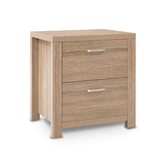 Artiss Bedside Table 2 Drawer Pine MAXI