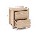 Artiss 2x Bedside Table 2 Drawers - MAXI Pine