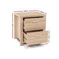 Artiss Bedside Table 2 Drawers Pine 2x MAXI
