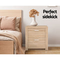 Artiss Bedside Table 2 Drawers Pine 2x MAXI
