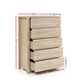 Artiss 5 Chest of Drawers MAXI Pine Wood Storage