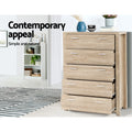 Artiss 5 Chest of Drawers MAXI Pine Wood Storage