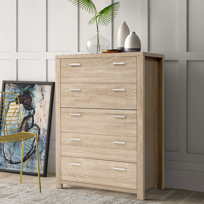 Artiss 5 Chest of Drawers MAXI Pine Wood Storage