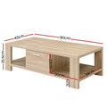 Artiss Coffee Table 1 Drawer Oak Wood