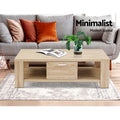 Artiss Coffee Table 1 Drawer Oak Wood
