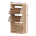 Artiss 2x Shoe Cabinet Storage Organiser 3 Flip Drawer Pine