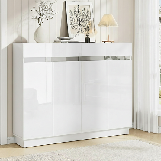 Artiss Shoe Rack Storage Cabinet 24 Pairs High Gloss Cupboard White