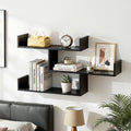 Artiss Floating Wall Shelf 3 Tier Black Storage