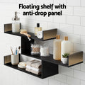 Artiss Floating Wall Shelf 3 Tier Black Storage