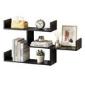 Artiss Floating Wall Shelf 3 Tier Black Storage