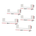 Artiss Floating Wall Shelves Set of 5 Mounted U-Shape Display Ledge, White