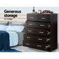 Artiss 6 Chest of Drawers Walnut ANDES