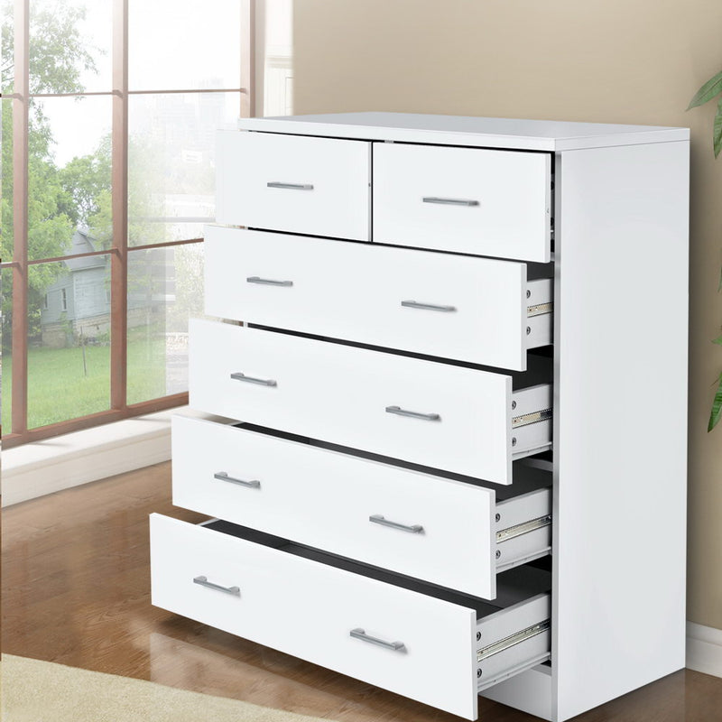 Artiss 6 Drawer Chest White Andes Bedroom Storage