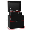 Artiss Bedside Table 2 Drawers Lift-up Storage Black