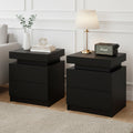 Artiss Bedside Table 2 Drawers Lift-up Storage Black