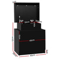 Artiss Bedside Table 2 Drawers Lift-up Storage Black