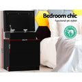 Artiss Bedside Table 2 Drawers Lift-up Storage Black