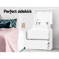 Artiss Bedside Table 2 Drawer Lift-up Storage White