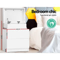 Artiss Bedside Table 2 Drawer Lift-up Storage White
