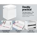 Artiss Bedside Table 2 Drawer Lift-up Storage White
