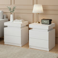 Artiss Bedside Table 2 Drawers Lift-up Storage White