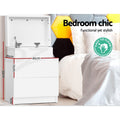 Artiss Bedside Table 2 Drawers Lift-up Storage White